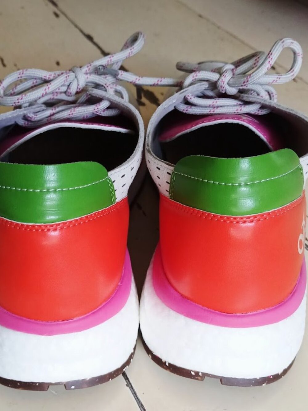 OTBT Women's Travel Lite "Free" Beige Sneaker with Pink and Orange Accents - Picture 7 of 8